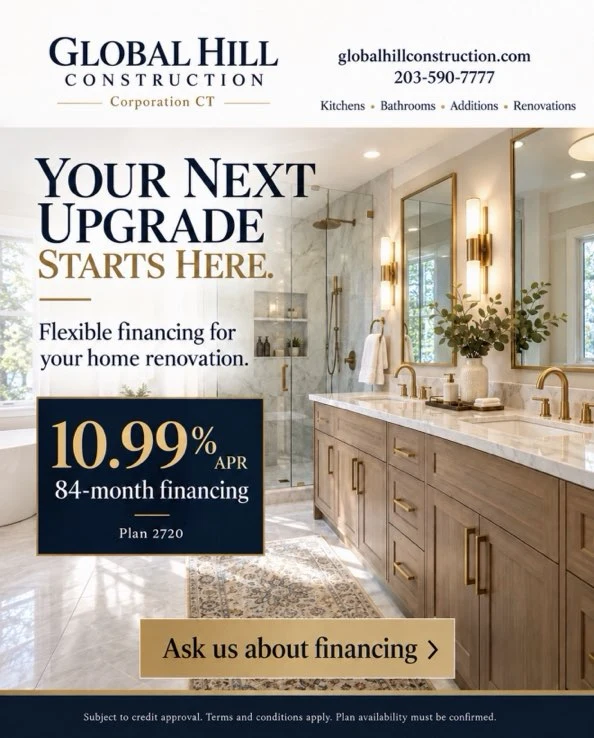 Global Hill Construction financing: 10.99% APR, 84-month financing, Plan 2720. Subject to credit approval.